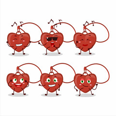 Sticker - An image of red heart necklace dancer cartoon character enjoying the music