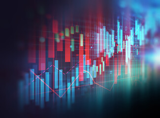 Poster - stock market investment graph on financial numbers abstract background.3d illustration