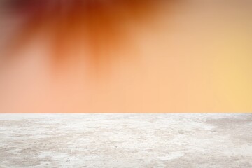 Canvas Print - Tropical palm tree shadow on wall and luxury marble table for product placement.