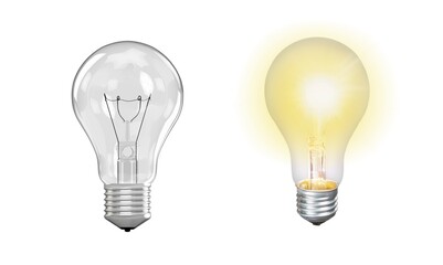 Sticker - Classic light bulb. Turn on and turn off of light bulb, innovation, save energy