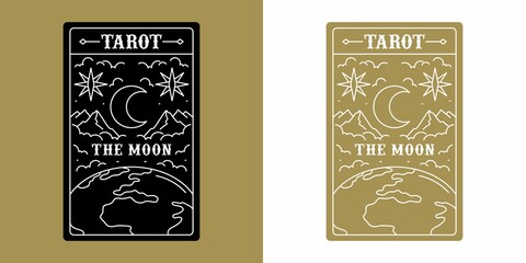 Wall Mural - Tarot Card Minimalist Vector Illustration, The Moon
