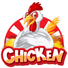 Sticker - Chicken playing guitar cartoon character logo