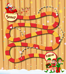 Poster - Snake and ladders game template with Christmas theme