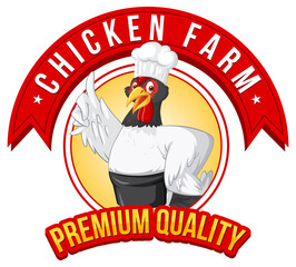 Sticker - Chicken chef cartoon character with Chicken Farm logo