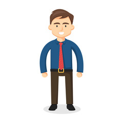 Wall Mural - Standing business man in trendy flat style, person concept vector illustration, EPS10, UI, color simple graphic design.