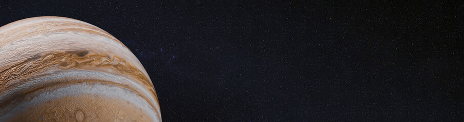 Wall Mural - jupiter in space - high detailed 3d render. wide space wallpaper. elements of this image were furnis