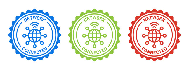 Poster - network connected icon on badge design. global network symbol.