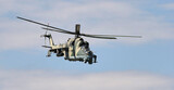 Fototapeta  - Russian military helicopter MI-24 during exercises in the Republic of Belarus.