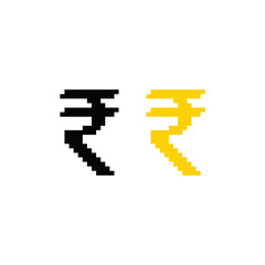 Wall Mural - pixel Indian Rupee icon pixel art money sign for 8 bit game