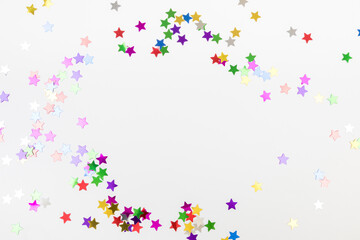 Wall Mural - Colorful confetti on white background text place .