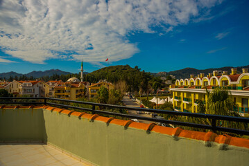 Wall Mural - MARMARIS, TURKEY: View from the terrace of the residential area with hotels and apartments in the center of Marmaris.