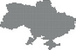Dotted pixelated map of Ukraine in dark grey color. White background. For posters, postcards. Vector illustration.