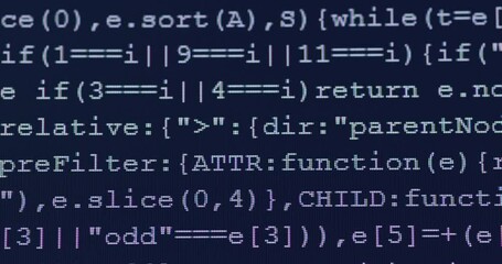 Wall Mural - 4k close up shot programming tag code on pc monitor. background concept for programming and coding w