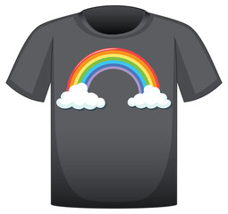 Sticker - A black t-shirt with rainbow pattern on white background