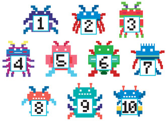 Canvas Print - Set of pixel game numbers isolated