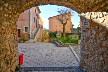 Canvas Print - An old street of Campodimele, a medieval town of Lazio region, Italy.