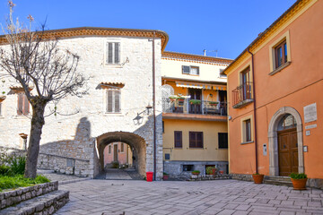 Poster - A small square of Campodimele, a medieval town of Lazio region, Italy.