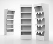 © Teresa - Supermarket POS Cardboard Floor Display Rack, Blank Empty Advertisement Stand Mock Up, 3D rendering