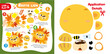 Cut Glue Lion of Autumn Leaves Children Paper Application Game