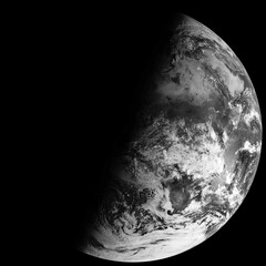 the earth's solstice, winter solstice, half earth night time, black and white world photo. hd black 