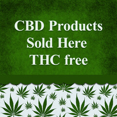 Poster - CBD Products Sold Here sign with cannabis leaves