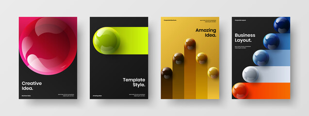 Wall Mural - Fresh 3D spheres book cover template bundle. Amazing pamphlet design vector layout composition.