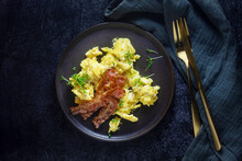 Scrambled Eggs With Fried Bacon