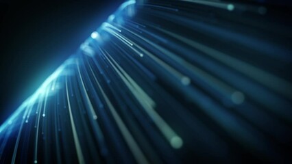 Wall Mural - abstract light fiber strings flowing background loop/ 4k animation of an abstract wallpaper technolo