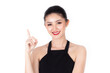 © ueaphan - Fashion of a beautiful young asian woman in a pretty black dress and red lips. Fashionable and stylish woman posing isolated on white background. fashion beauty and style. Natural skin makeup.