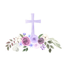 Watercolor Hand Painted Easter Cross