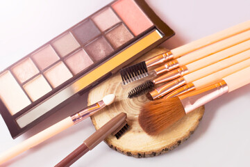 Poster - A set of makeup brushes and eye shadow