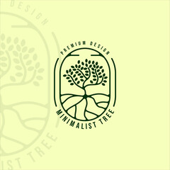 Wall Mural - minimalist olive tree logo line art vector illustration template icon graphic design. environment na