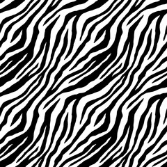 Zebra skin texture. Seamless striped black and white pattern.