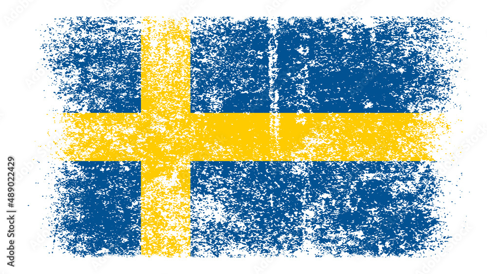Sweden Flag Distressed Grunge Vintage Retro. Isolated on White Background