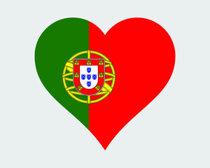 Wall Mural - Portugal Heart Flag. Portuguese Love Shape Country Nation National Flag. Portuguese Republic Banner Icon Sign Symbol. EPS Vector Illustration.