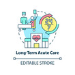 Long-term acute care concept icon. Hospital treatment. Medical center service abstract idea thin line illustration. Isolated outline drawing. Editable stroke. Arial, Myriad Pro-Bold fonts used