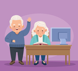 Sticker - two old persons studing