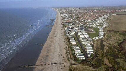 Wall Mural - Aerial footage along the south coast by Bracklesham Bay and the holiday resort caravan park near East Wittering.