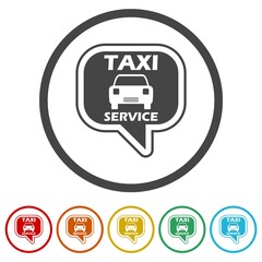 Poster - Taxi service ring icon, color set