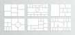 Collage layout. Moodboard template. Photo mood board grid. Mosaic pictures. Set frames images. Album brandboard. Organised portfolio. Gallery banner. Retro presentation background. Vector illustration