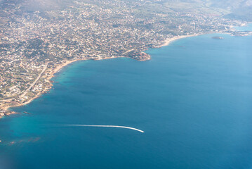 Wall Mural - view from the plane window to Greece Athens and the Aegean Sea