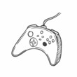 Sketch of joystick. Doodle style vector gamepad. Video games Concept