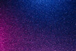 Leinwandbild Motiv Neon glitter background. Grain texture. Defocused sparkles. Bokeh glow. Fluorescent blue magenta pink color gradient light shimmering sequin pattern.