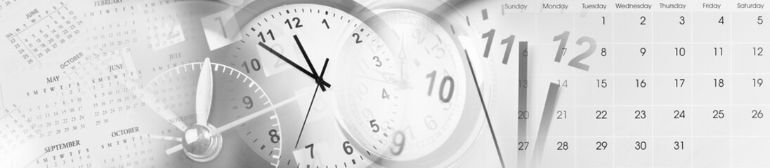 Wall Mural - clock faces and calendars composite