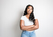© Louis-Paul Photo - Studio portrait of beautiful brunette young dark-skinned woman,