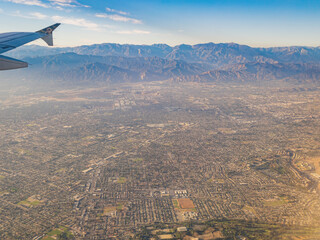 Aerial view of West Covina, view from window seat in an airplane