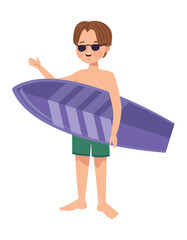 Sticker - man with purple surfboard