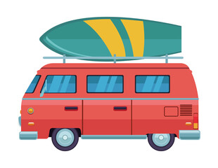 Poster - van with surfboard