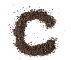 Wall Mural - Dirt, alphabet letter C, soil isolated on white, clipping path