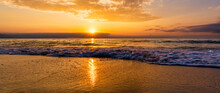 Landscape Wave Ocean Sunset High Resolution